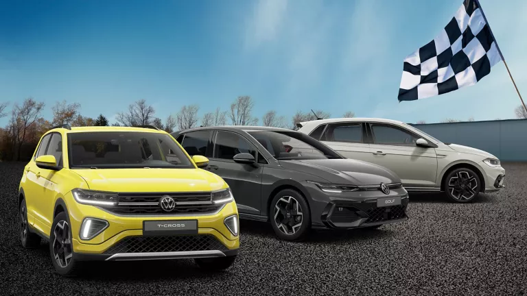 Rangebild eines T-Cross, Polo R-Line und Golf R-Line