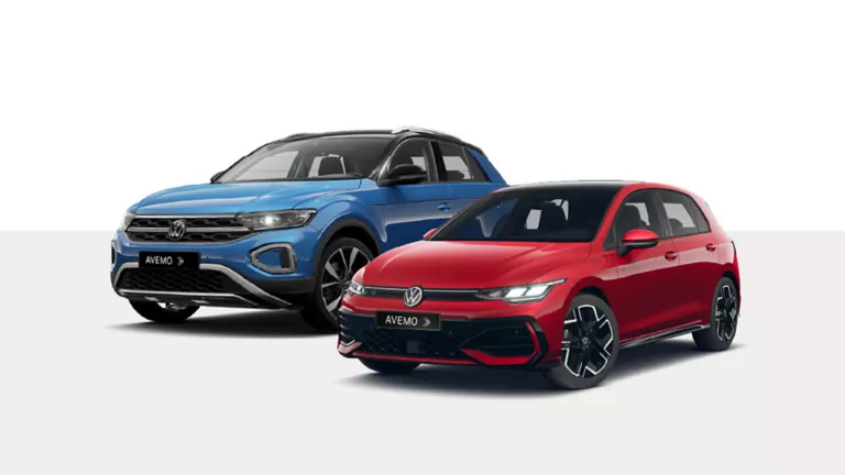 T-Roc und Golf vor weißem Hintergrund