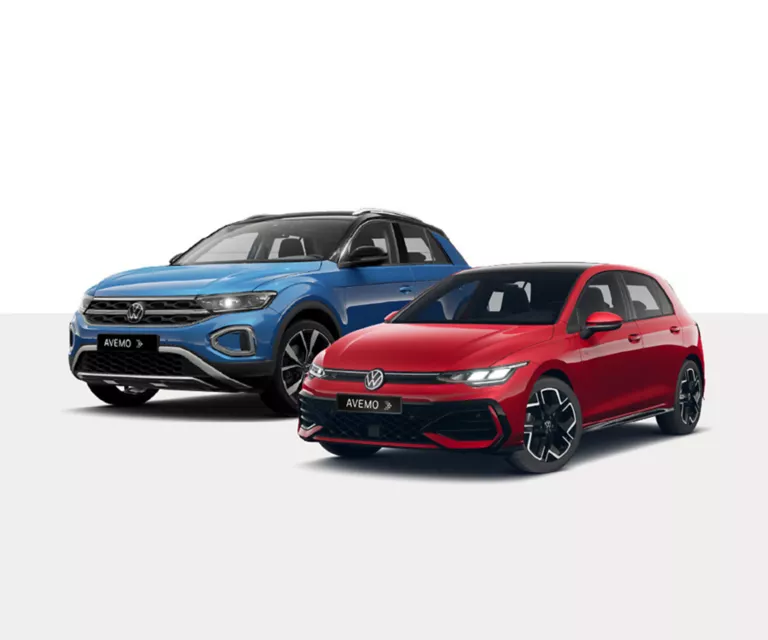 T-Roc und Golf vor weißem Hintergrund