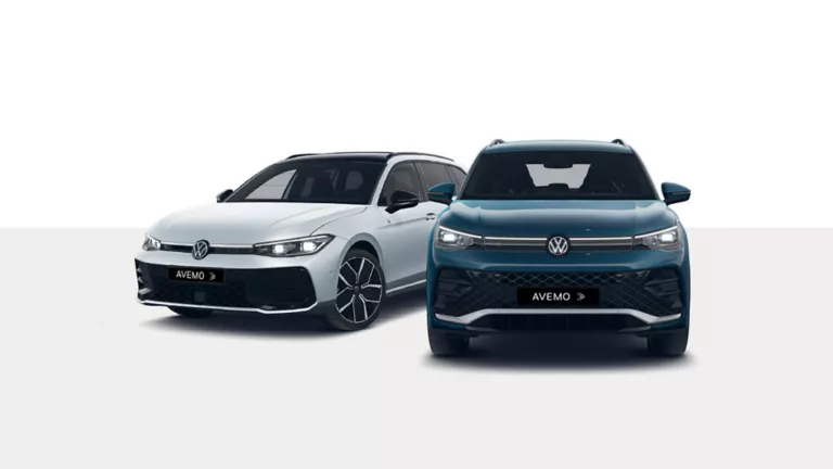 Passat und Tayron vor weißem Hintergrund