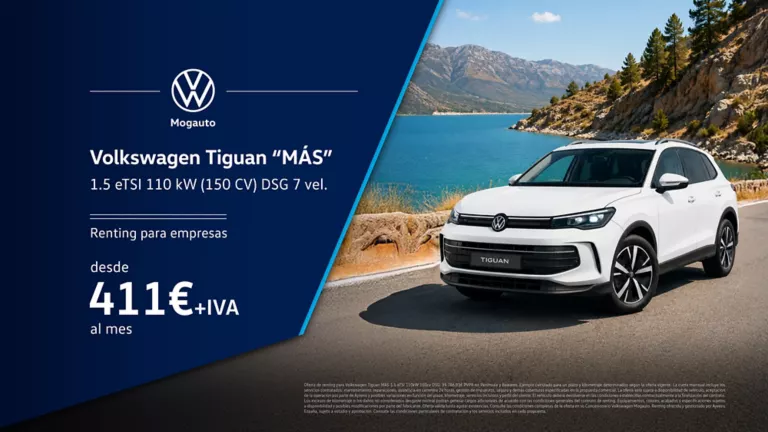 Volkswagen Tiguan MÁS blanco circulando junto un lago