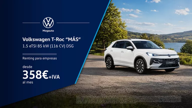 Volkswagen T-Roc blanco parado junto un lago