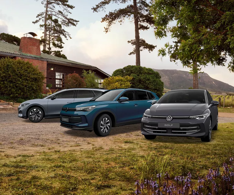 VW Golf, VW T-Roc, VW Passat.