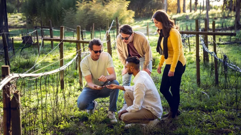 Männer und Frau im Wald