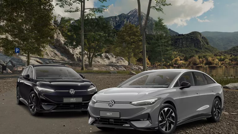 Elektroauto Volkswagen ID.7, modern und stilvoll in den Bergen