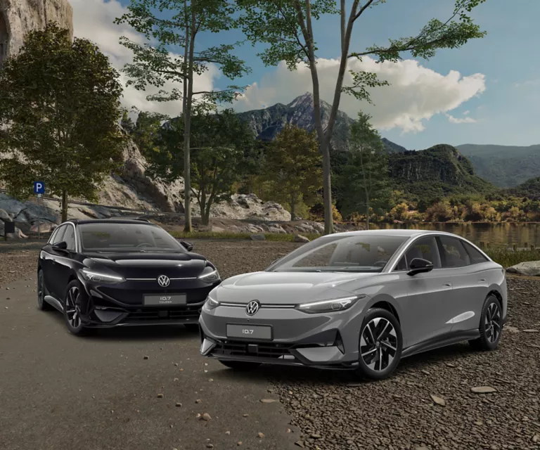 Elektroauto Volkswagen ID.7, modern und stilvoll in den Bergen