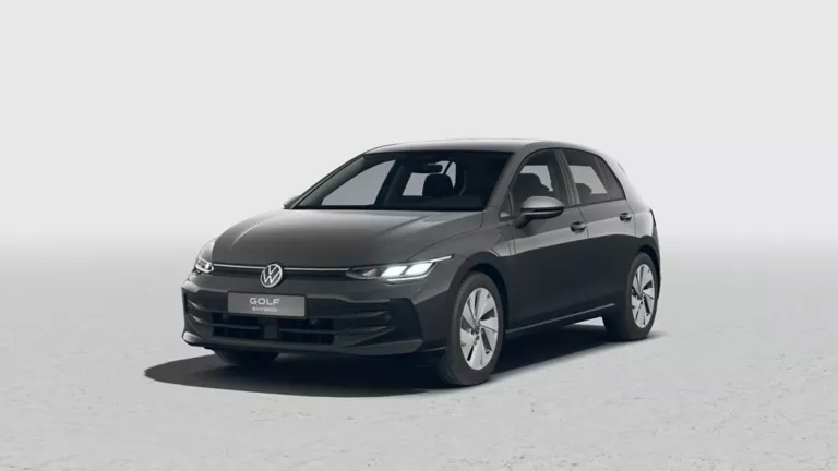 Ein dunkelgrauer VW Golf in der Seitenansicht.