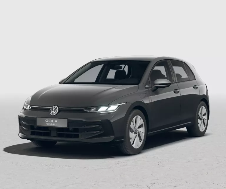 Ein dunkelgrauer VW Golf in der Seitenansicht.