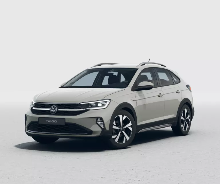 Frontale Ansicht eines grauen VW Taigo