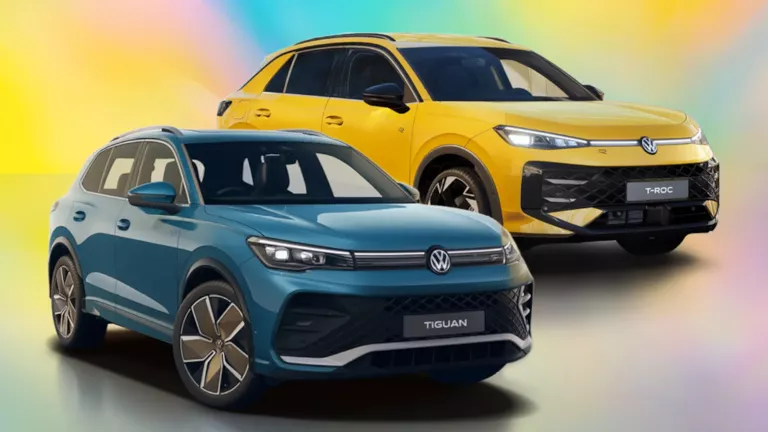 VM-Modelle vor buntem Hintergrund