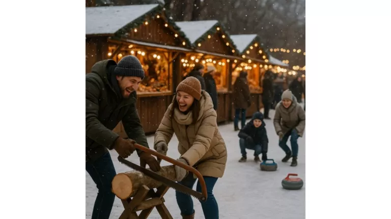 Zwei Hände rmit Handschuhe halten ein Getränk in der hand auf dem Weihnachtsmarkt