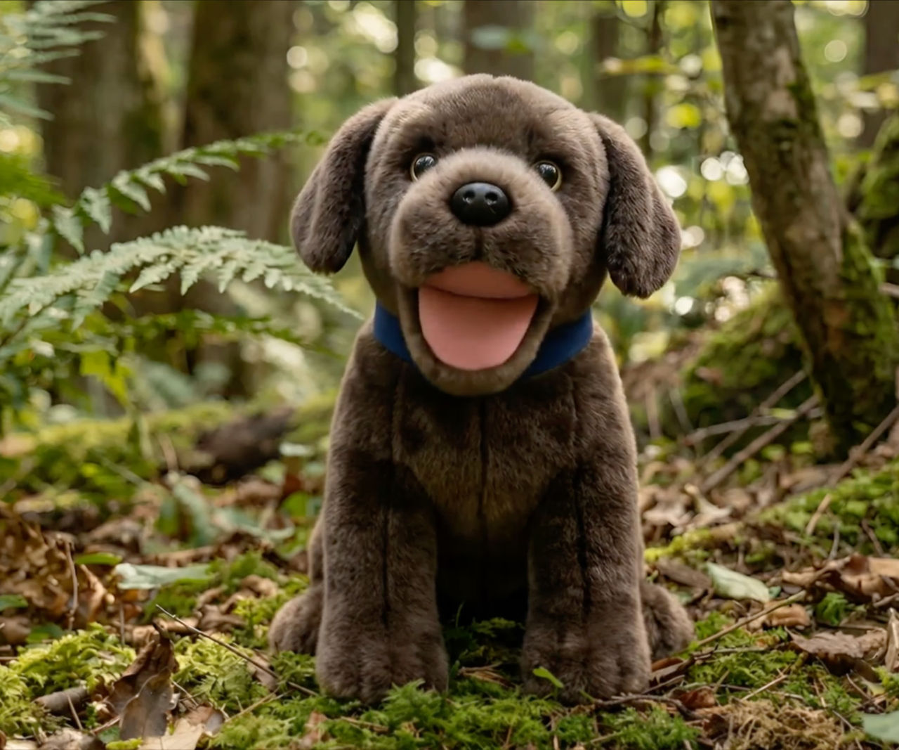 KI-generierte Medien - Plüschhund Berry Bernsteinjäger.
