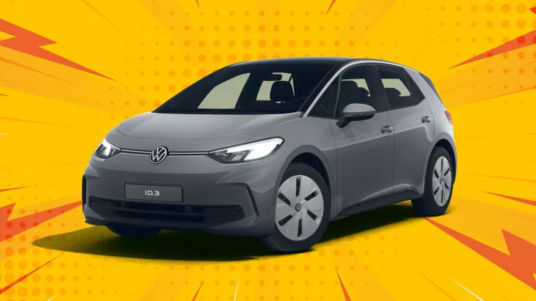VW ID.3 vor gelbem Hintergrund