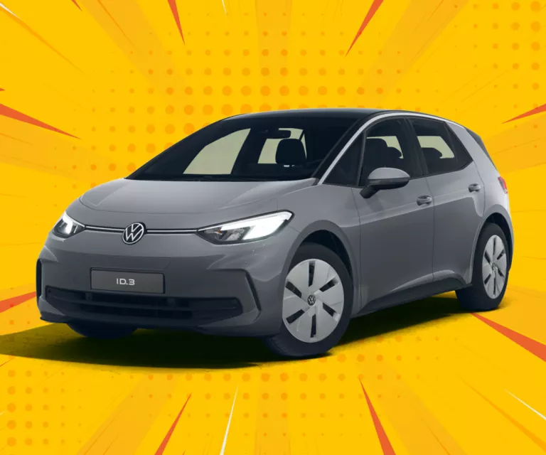 VW ID.3 vor gelbem Hintergrund