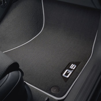 Premium textile floor mats, for the front and rear, black/silver-grey