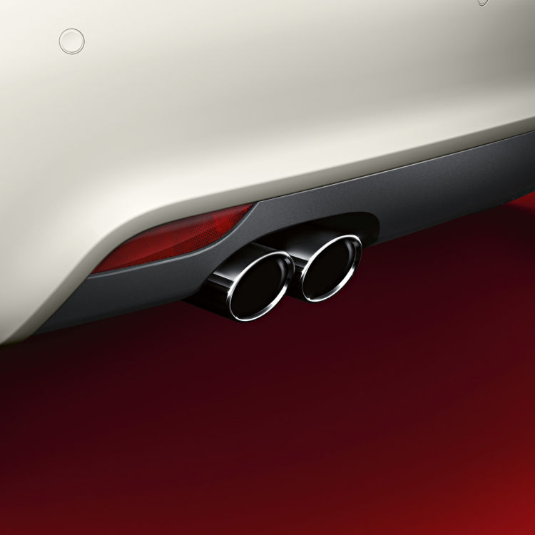 Sport tailpipe trims, for vehicles with a twin tailpipe on the left, chrome-finished, silver