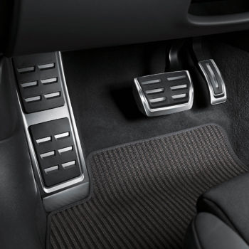 Foot rest and pedal caps in stainless steel, for vehicles with an automatic gearbox