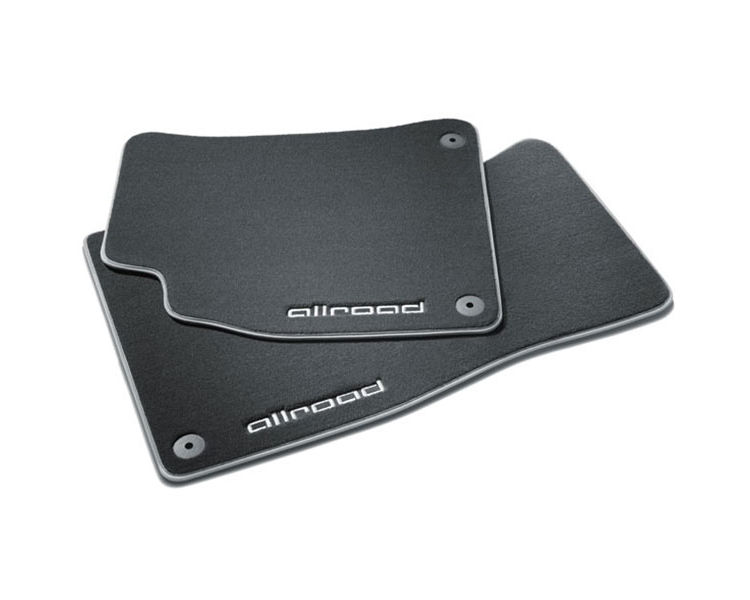 Premium textile floor mats, for the front, black/silver-grey