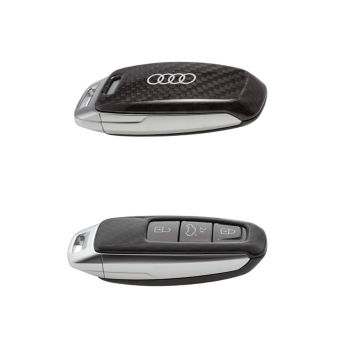 Original Audi Schlüsselblende Audi Ringen für Fahrzeugschlüssel Schlüssel  Cover Florettsilber 8W0071208 Z7G
