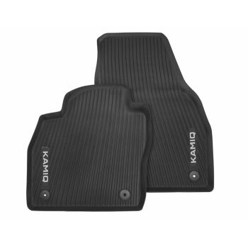 All-weather foot mats                                 – grey lettering, front