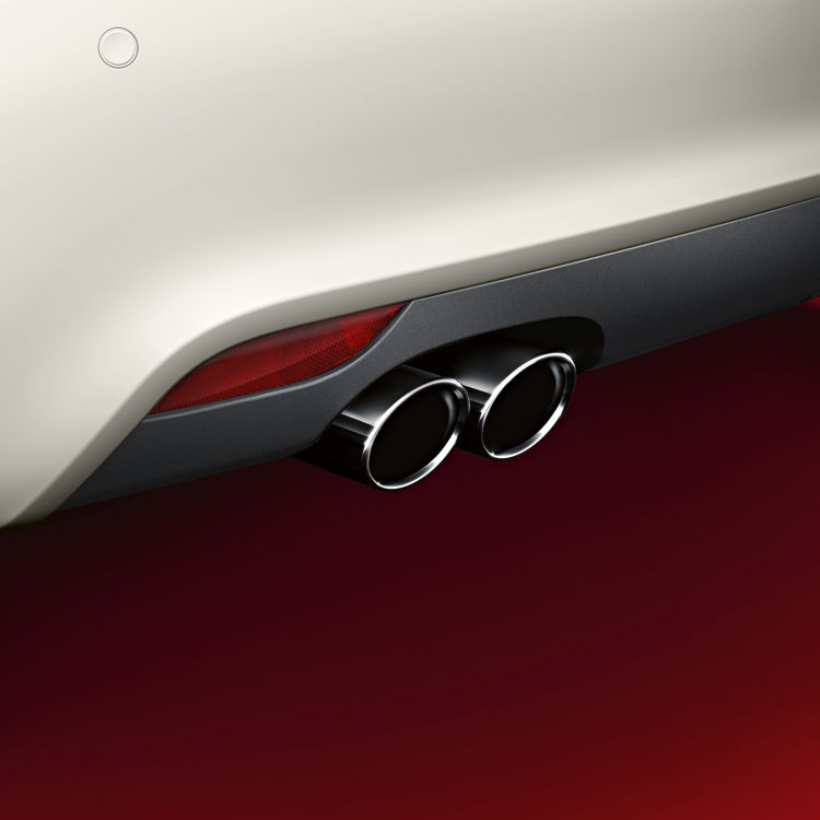 Sport tailpipe trim, for vehicles with a single tailpipe on the left, chrome-finished, silver