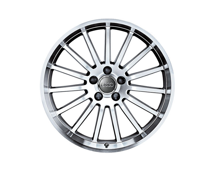 Light alloy wheel 8 J x 18", ET47, 15-spoke design, rim flangemachine-polished