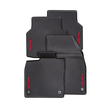 All-weather foot mats                          			– red lettering