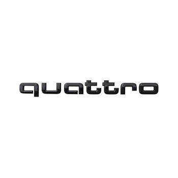 Logo de performance/technologie quattro en noir, "quattro"