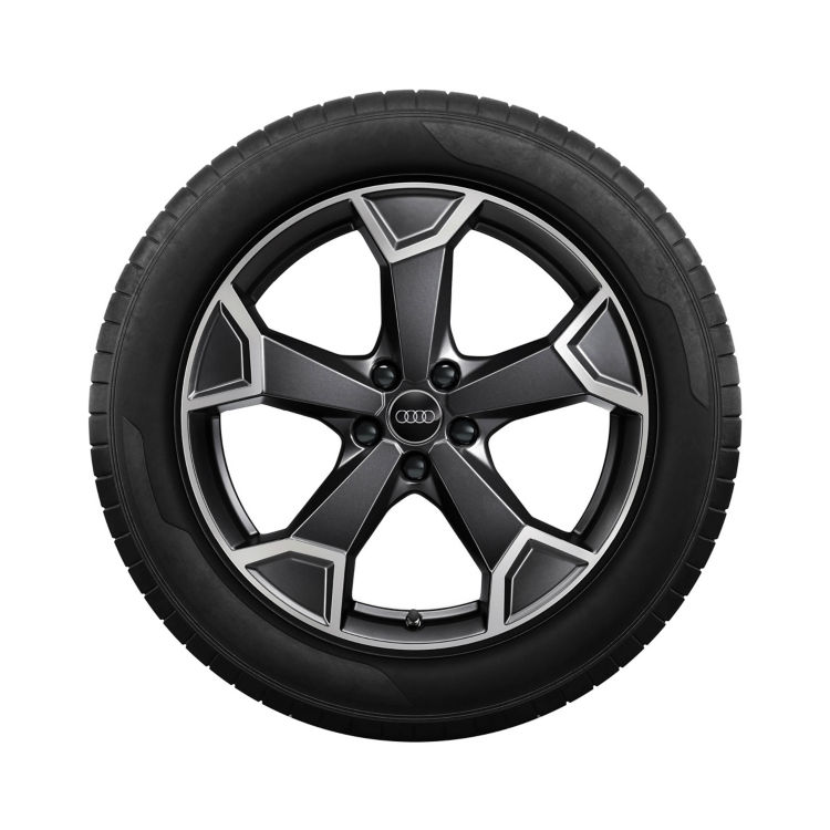 Roue Secare à 5 branches, noir mat avec couleur contrastante gris quartz, 7,0Jx19, pneu d’hiver 235/50 R19 99V, droite