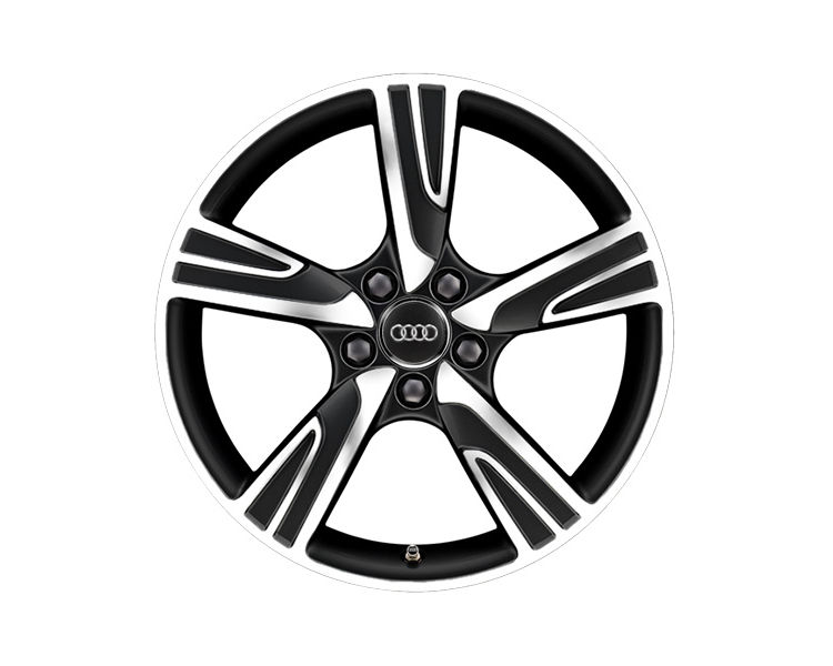 Rim, 5-arm velum, matt black, high-gloss turned finish, 7.5Jx18