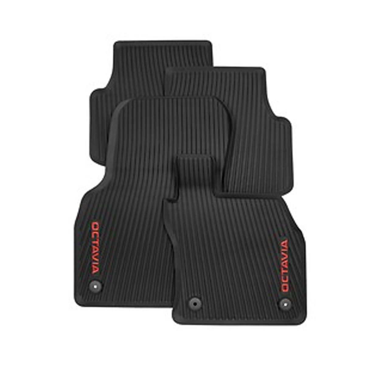 All-weather foot mats – red lettering