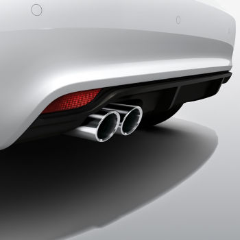 Rear diffuser, for vehicles with a twin tailpipe, primed