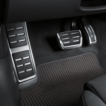 Foot rest and pedal caps in stainless steel, for vehicles with an automatic gearbox