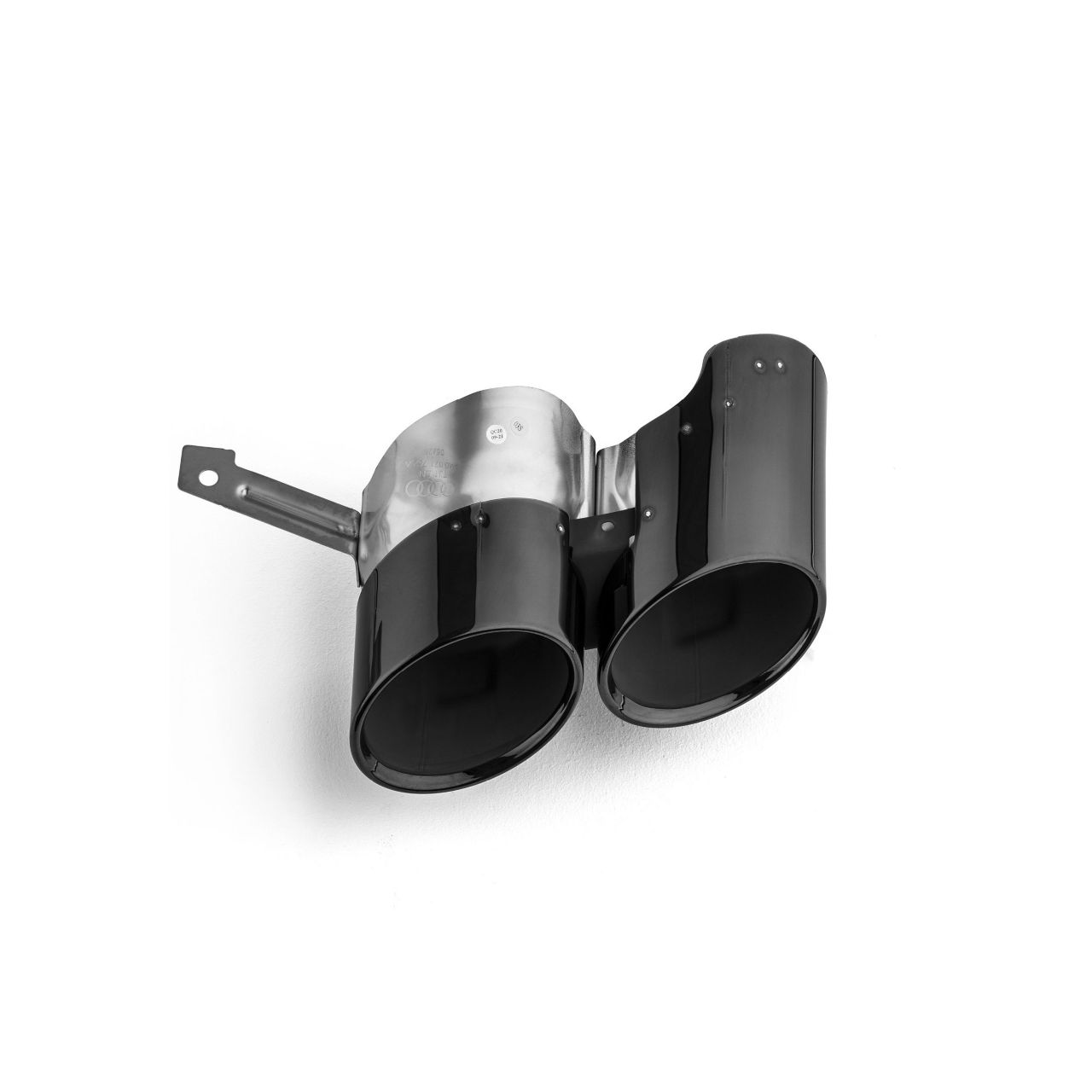 Sport tailpipe trim, for vehicles with single tailpipe on the left and right, chrome-finished, black, right