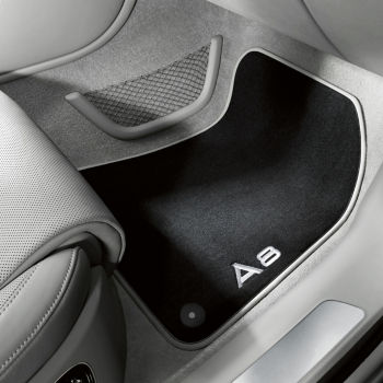Premium textile floor mats, for the front, black/silver-grey