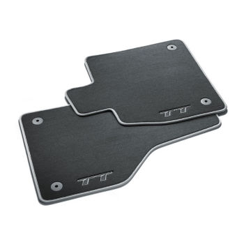 Premium textile floor mats, for the front, black/silver-grey