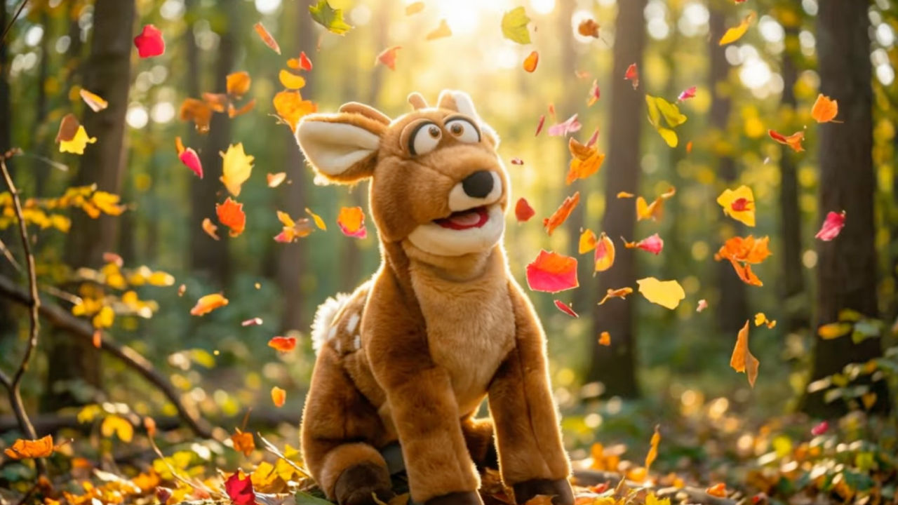 KI-generierte Medien - Das Reh im Wald mit Laub.