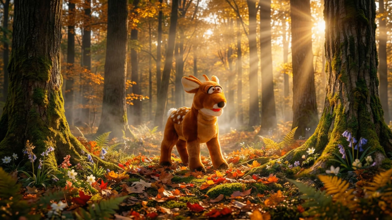 KI-generierte Medien - Das Reh steht im Wald.