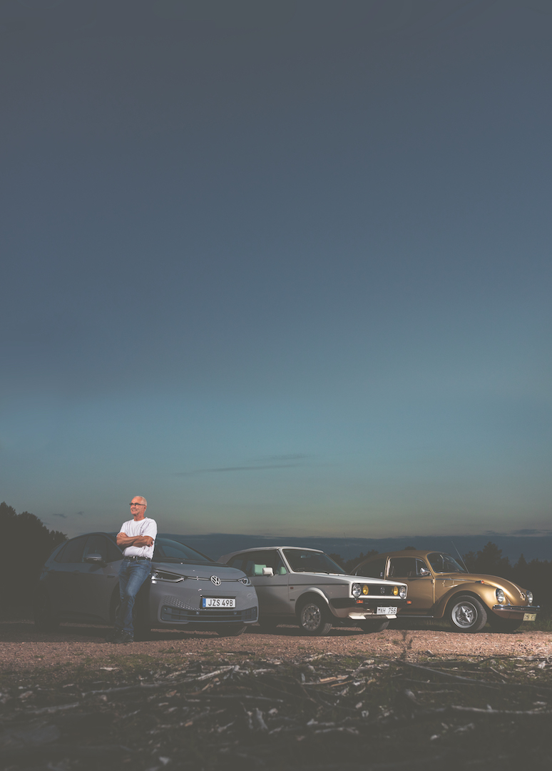 Jan Johansson med Volkswagen Typ 1, Golf Cabriolet och ID.3.
