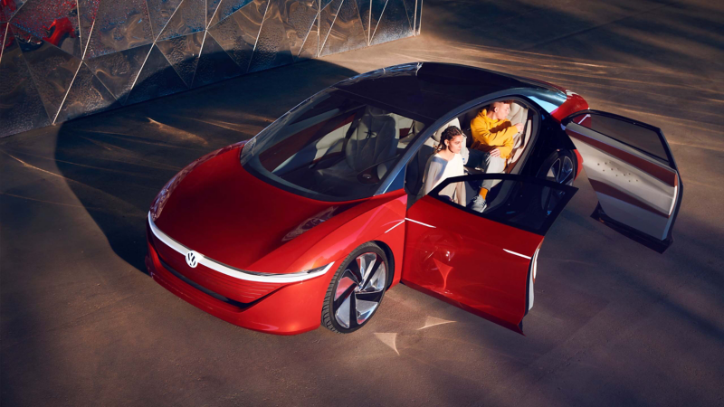 Volkswagen ID Vizzion parked with open doors