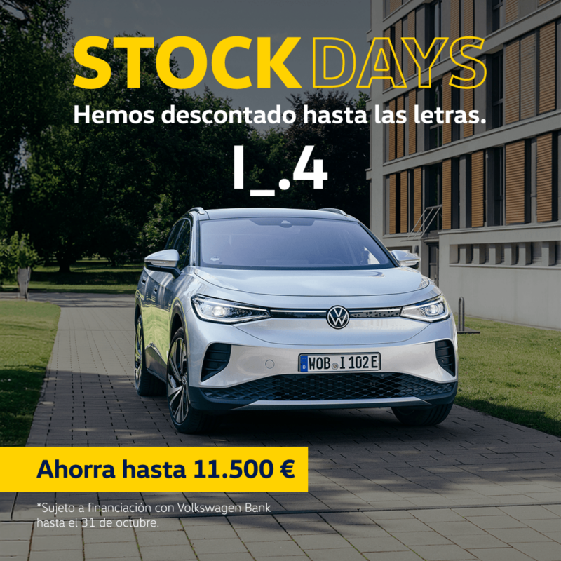 Volkswagen Polo blanco, vista lateral derecha. Texto promoción: Desde 24.500€. Plan Auto+ incluido hasta el 30/09/2026.
