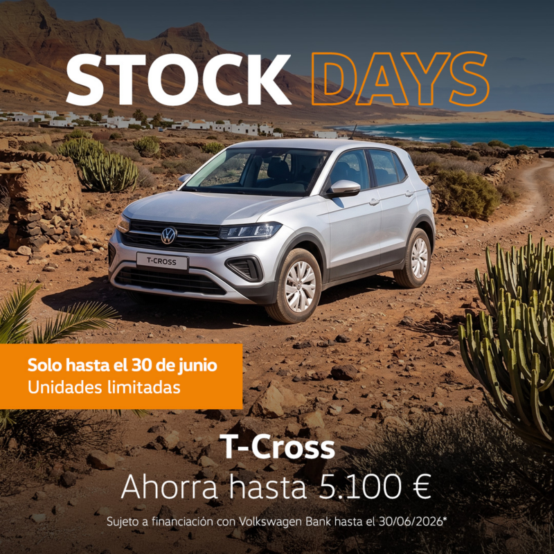 Oferta especial abril Volkswagen T-Cross, desde 17.800€, sujeto a financiación con Volkswagen Bank hasta el 30/04/2026.