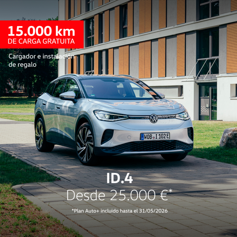 Oferta especial abril Volkswagen ID.4 - 15.000 km de carga gratuita, con cargador e instalación de regalo
