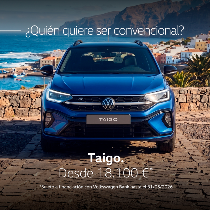 Oferta especial abril Volkswagen Taigo, desde 18.100€, sujeto a financiación con Volkswagen Bank hasta el 30/04/2026.