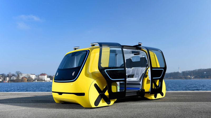 Yellow concept car parked