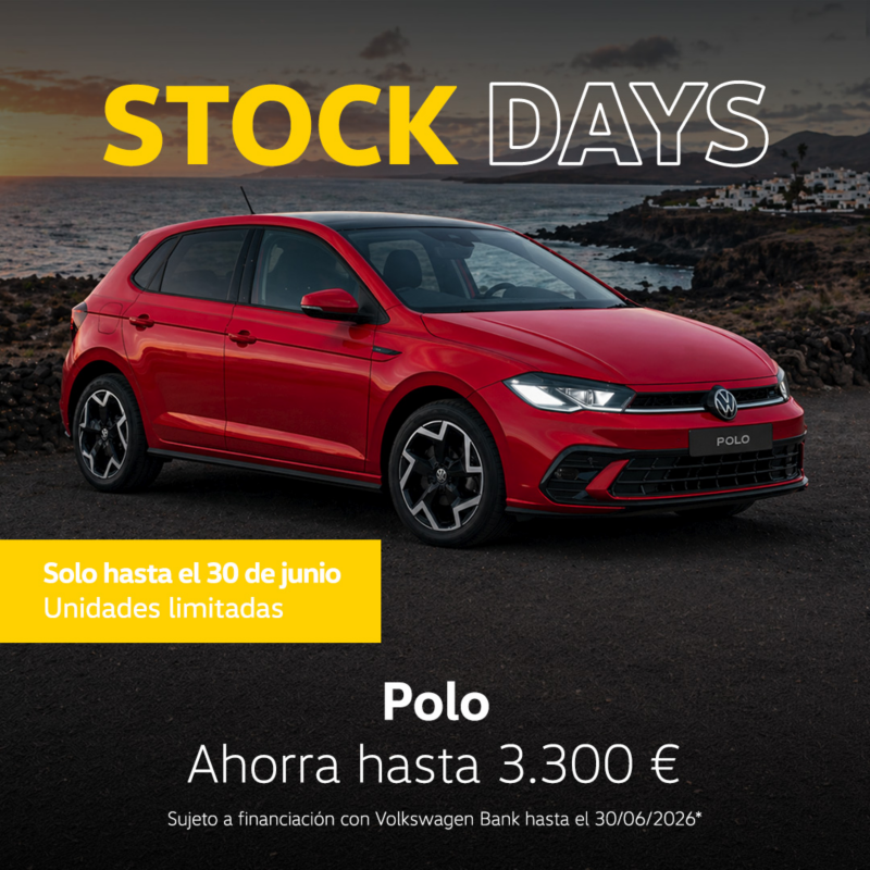 Oferta especial abril Volkswagen Polo, desde 17.200€, sujeto a financiación con Volkswagen Bank hasta el 30/04/2026.