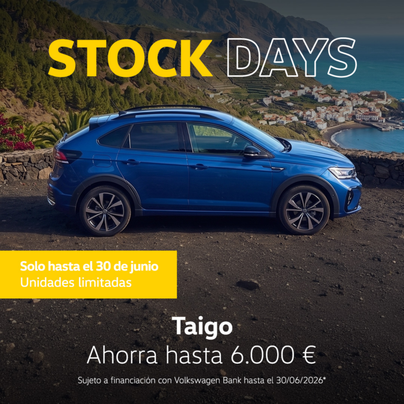 Oferta especial abril Volkswagen Taigo, desde 18.100€, sujeto a financiación con Volkswagen Bank hasta el 30/04/2026.