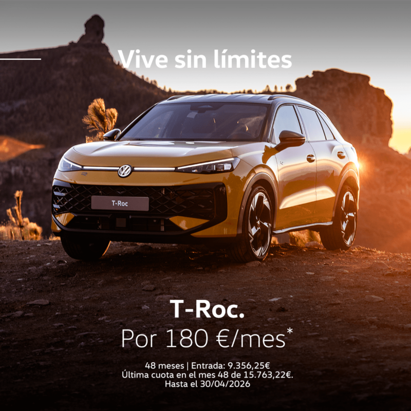 Oferta especial abril Volkswagen Tiguan, Por 220 €/mes* | 36 meses | Entrada: 8.560,04€ | Última cuota en el mes 36 de 23.076,48€, sujeto a financiación con Volkswagen Bank hasta el 30/04/2026.