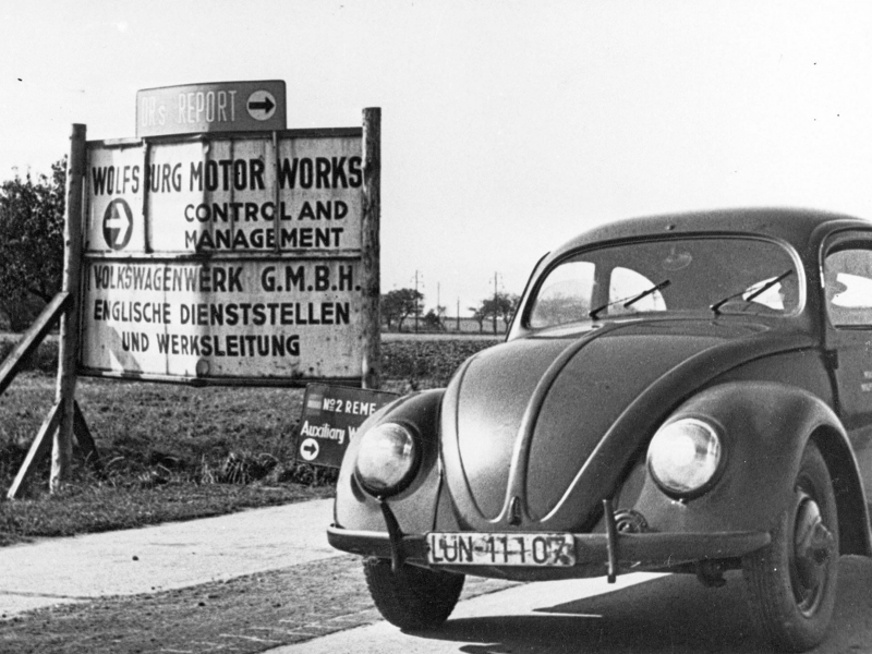 Black and white vintage VW beetle