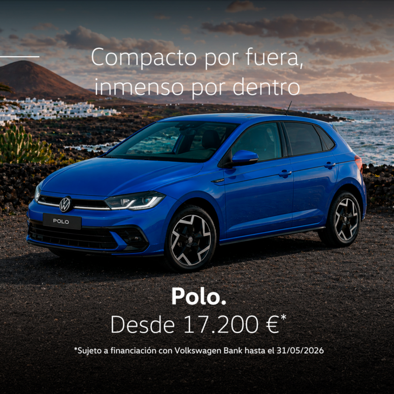 Oferta especial abril Volkswagen Polo, desde 17.200€, sujeto a financiación con Volkswagen Bank hasta el 30/04/2026.